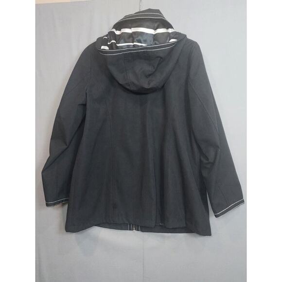 Dennis by Dennis Basso Polyester Jacket Black Hooded Coat Large - Picture 3 of 10